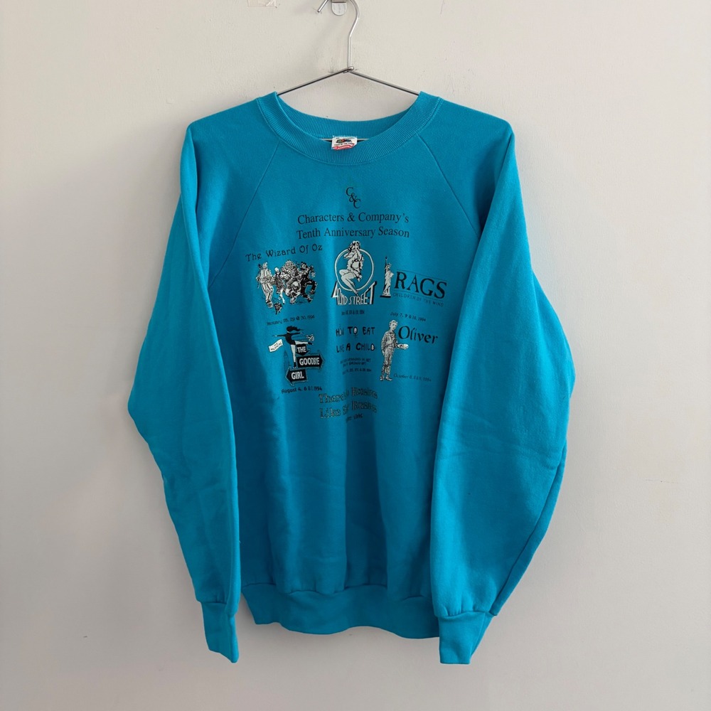 Vintage Fruit of the Loom Characters & Company 1994 Theater Sweatshirt XL Blue